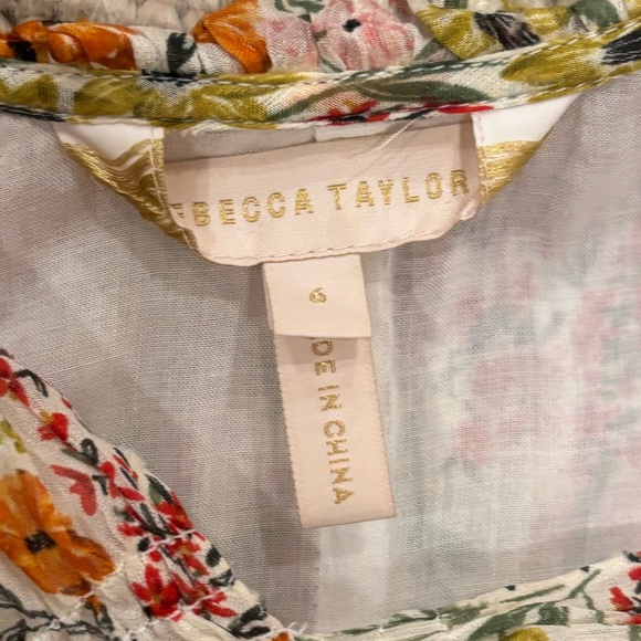 Like New Rebecca Taylor Floral Sleeveless Maxi Dress with Shoulder Ties, Size 6 - Picture 7 of 9